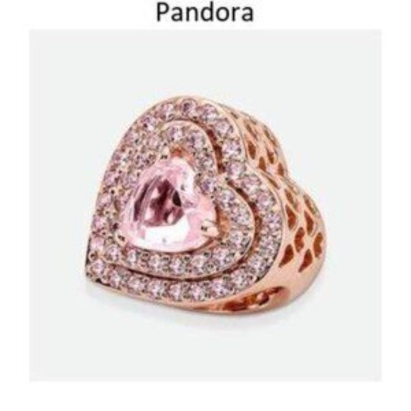 Pandora Rose Gold and Pink Heart Bracelet Charm - Picture 4 of 5
